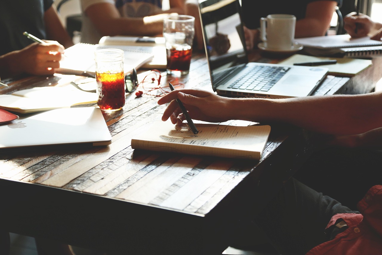 Small team collaborating at a table